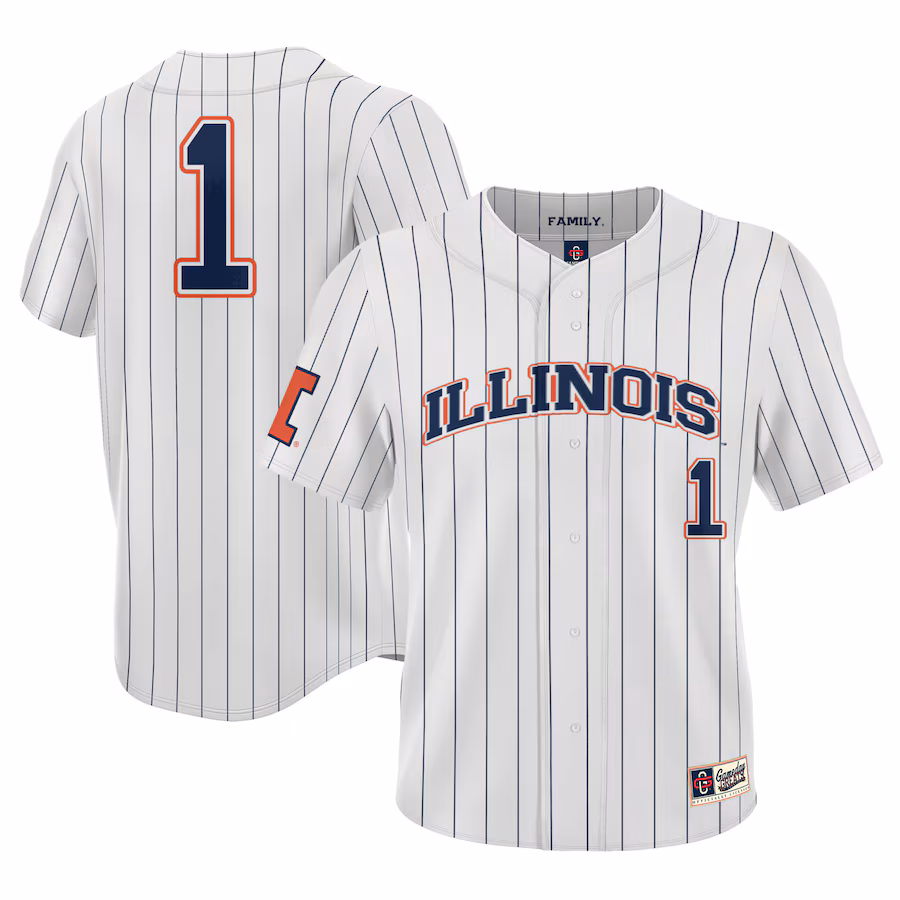 #1 Illinois Fighting Illini GameDay Greats Lightweight Baseball Jersey - White - ujerseystore