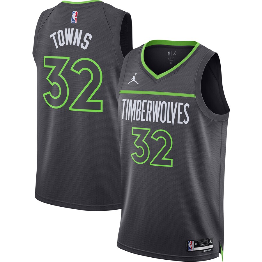 Unisex Minnesota Timberwolves Karl-Anthony Towns Jordan Brand Charcoal Swingman Jersey - Statement Edition - ujerseystore