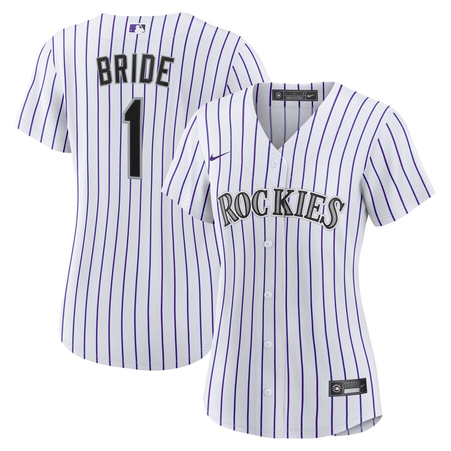 Women's Colorado Rockies Nike White #1 Bride Home Replica Jersey - ujerseystore