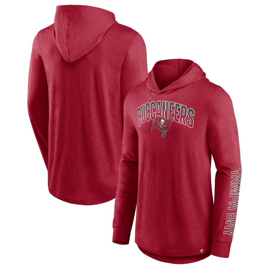 Men's Tampa Bay Buccaneers Fanatics Red Front Runner Long Sleeve Hooded T-Shirt - ujerseystore
