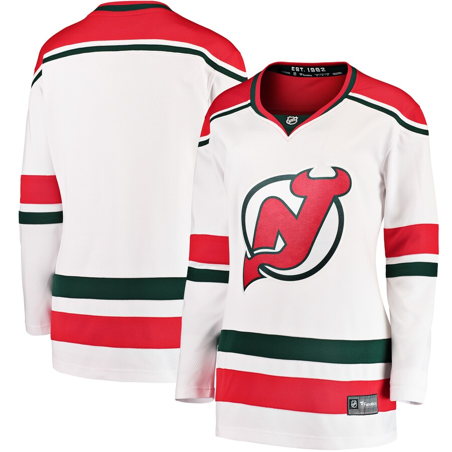 Women's New Jersey Devils Fanatics Branded White 2022/23 Heritage Premier Breakaway Jersey - ujerseystore