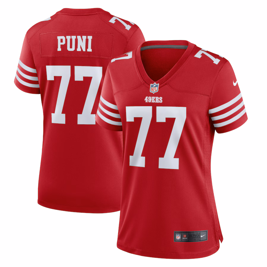 Women's San Francisco 49ers Dominick Puni Nike  Scarlet Team Game Jersey - ujerseystore