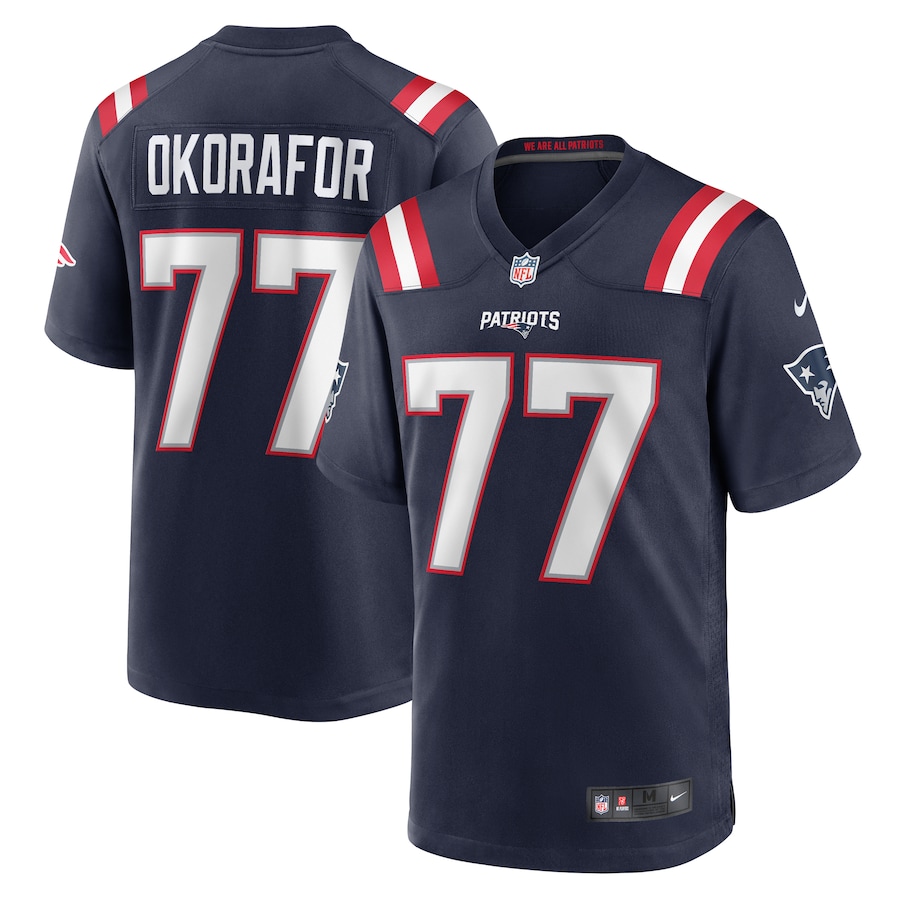 Men's New England Patriots Chukwuma Okorafor Nike Navy Game Jersey - ujerseystore