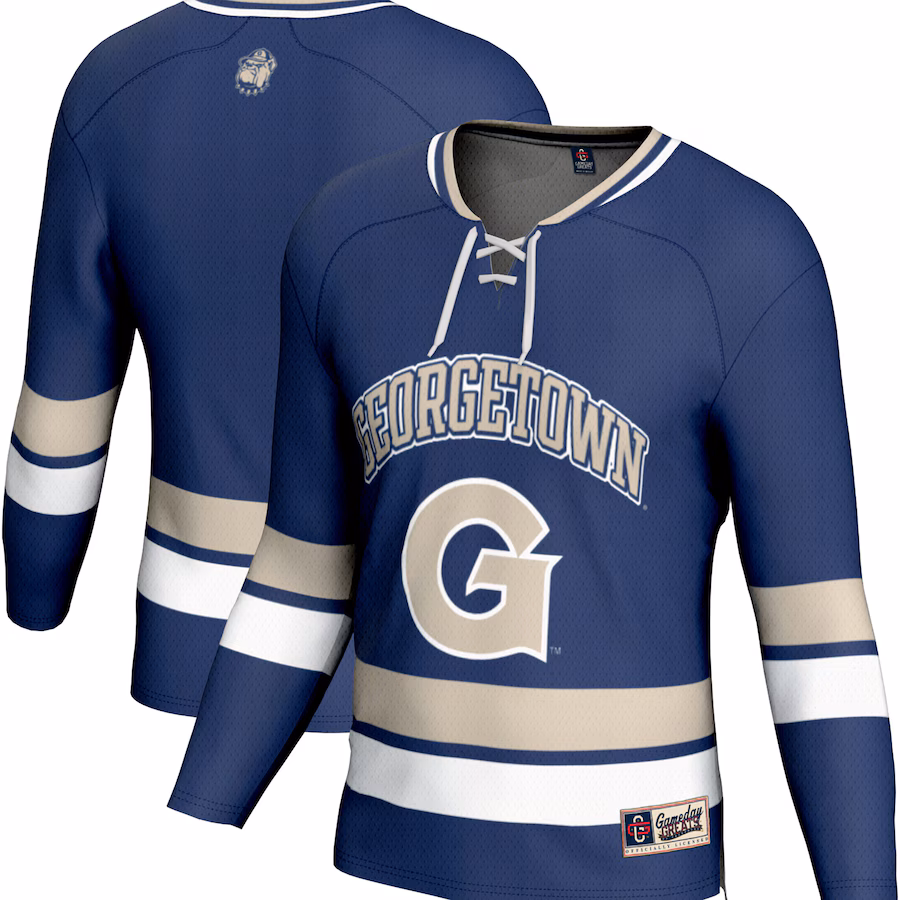 Men's GameDay Greats Navy Georgetown Hoyas Spirit Hockey Jersey - ujerseystore