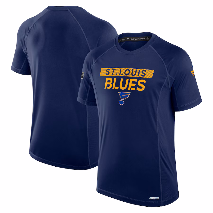 Men's St. Louis Blues Fanatics Navy Authentic Pro Rink Tech T-Shirt - ujerseystore