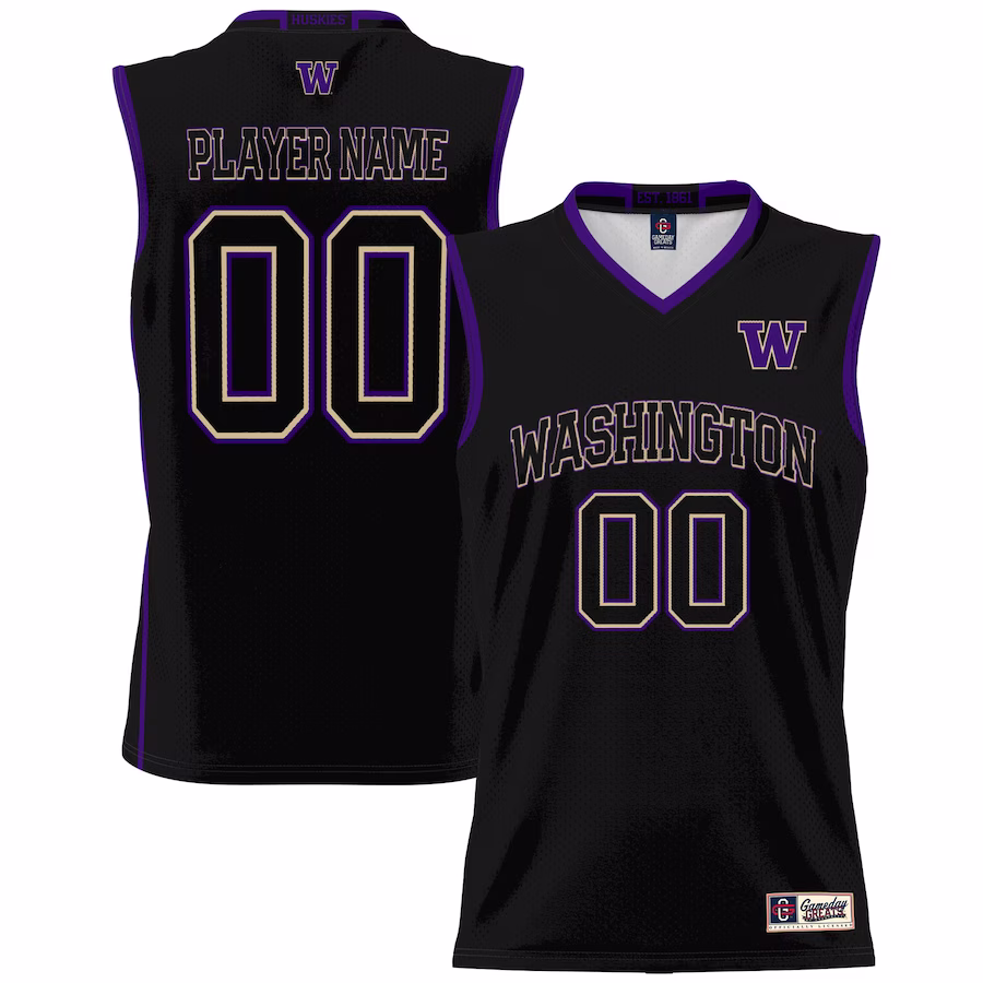 Washington Huskies GameDay Greats Men's NIL Pick-A-Player Lightweight Basketball Jersey - Black - ujerseystore