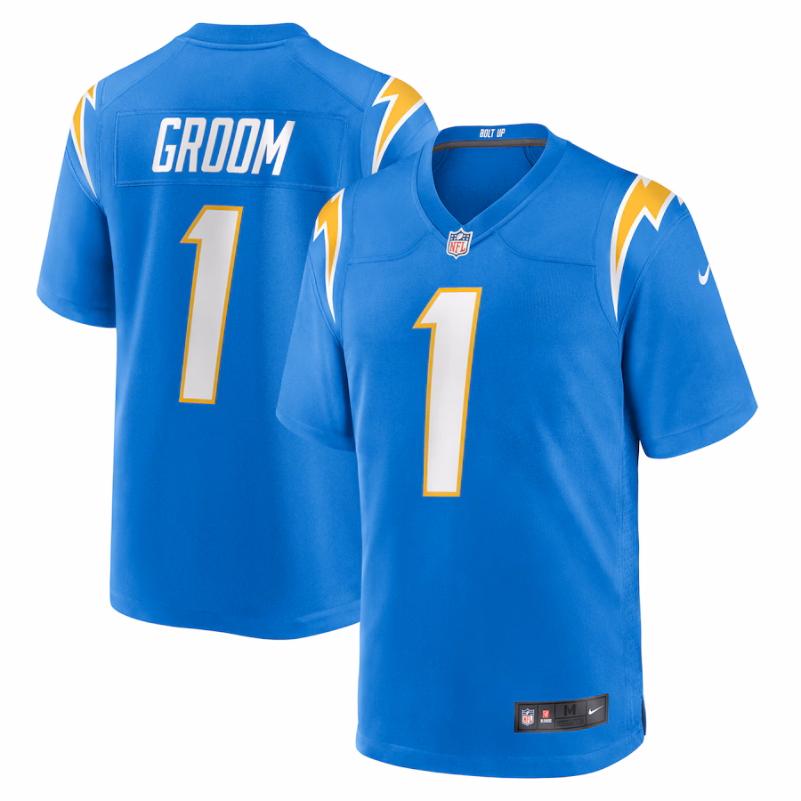 Men's Los Angeles Chargers Number 1 Groom Nike Powder Blue Game Jersey - ujerseystore