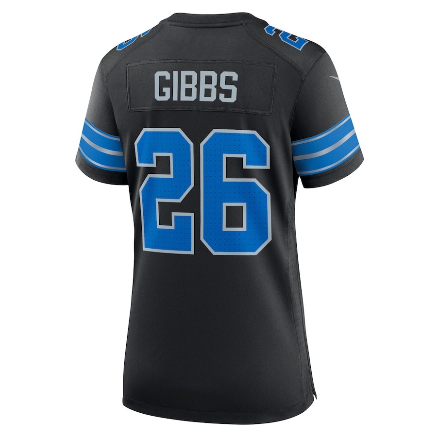Women's Detroit Lions Jahmyr Gibbs Nike Black 2nd Alternate Game Jersey - ujerseystore