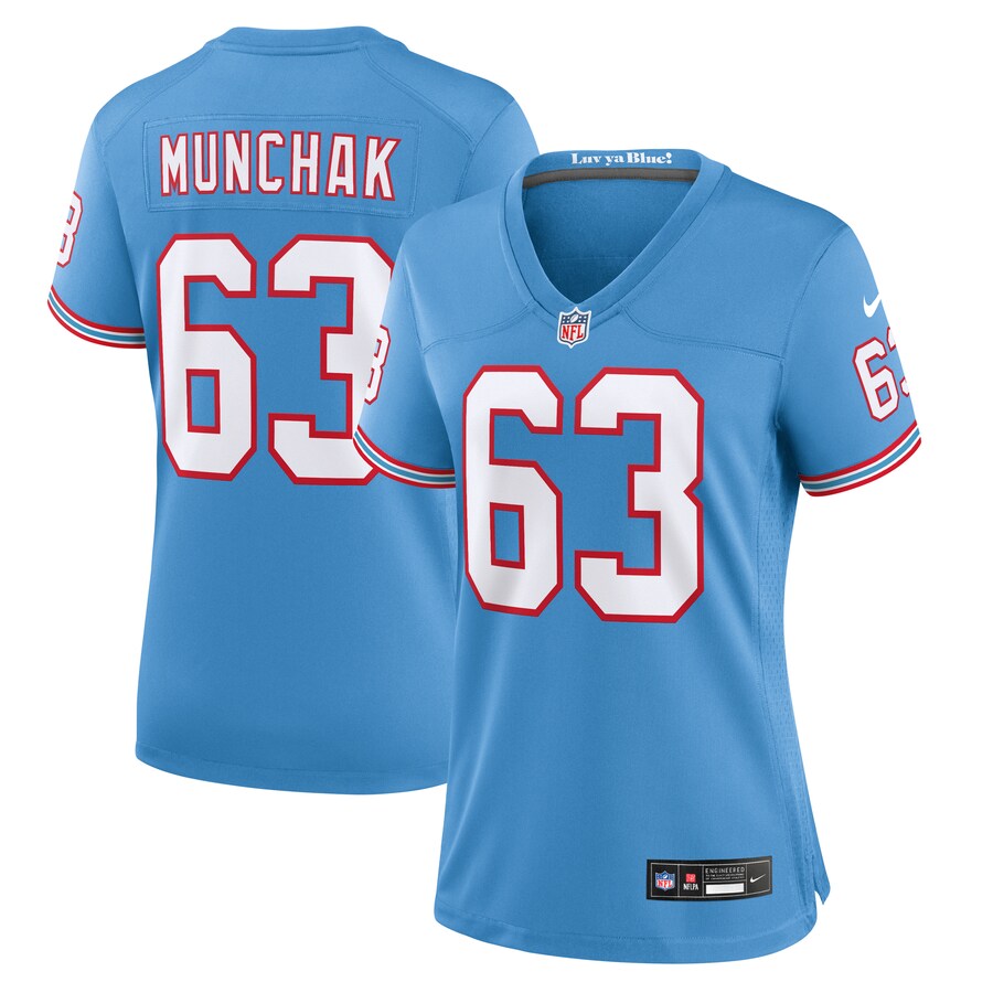 Women's Tennessee Titans Mike Munchak Nike Light Blue Oilers Throwback Retired Player Game Jersey - ujerseystore