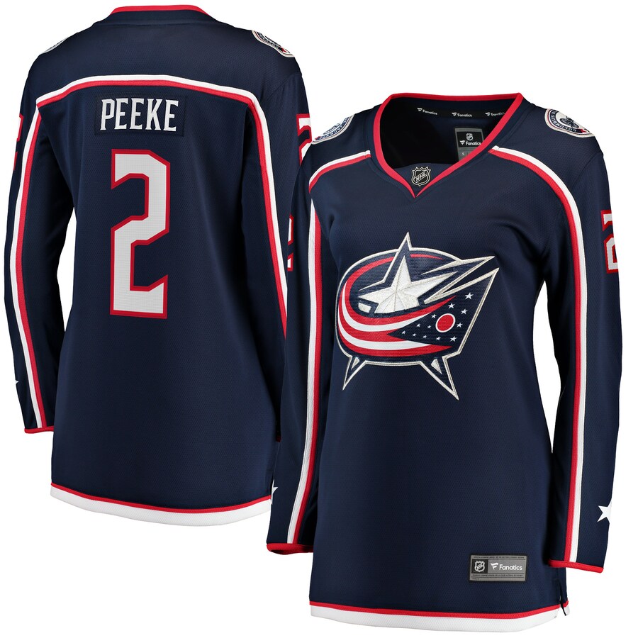 Women's Columbus Blue Jackets Andrew Peeke Fanatics Branded Navy Home Breakaway Player Jersey - ujerseystore