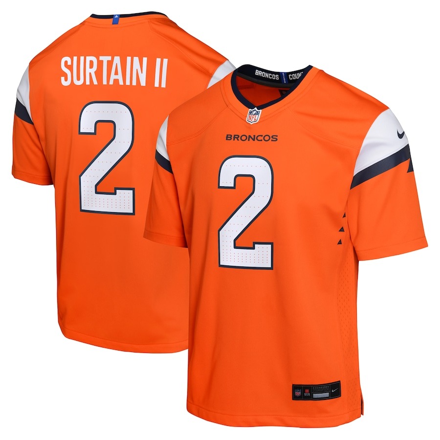 Youth Denver Broncos Patrick Surtain II Nike Orange Game Jersey - ujerseystore