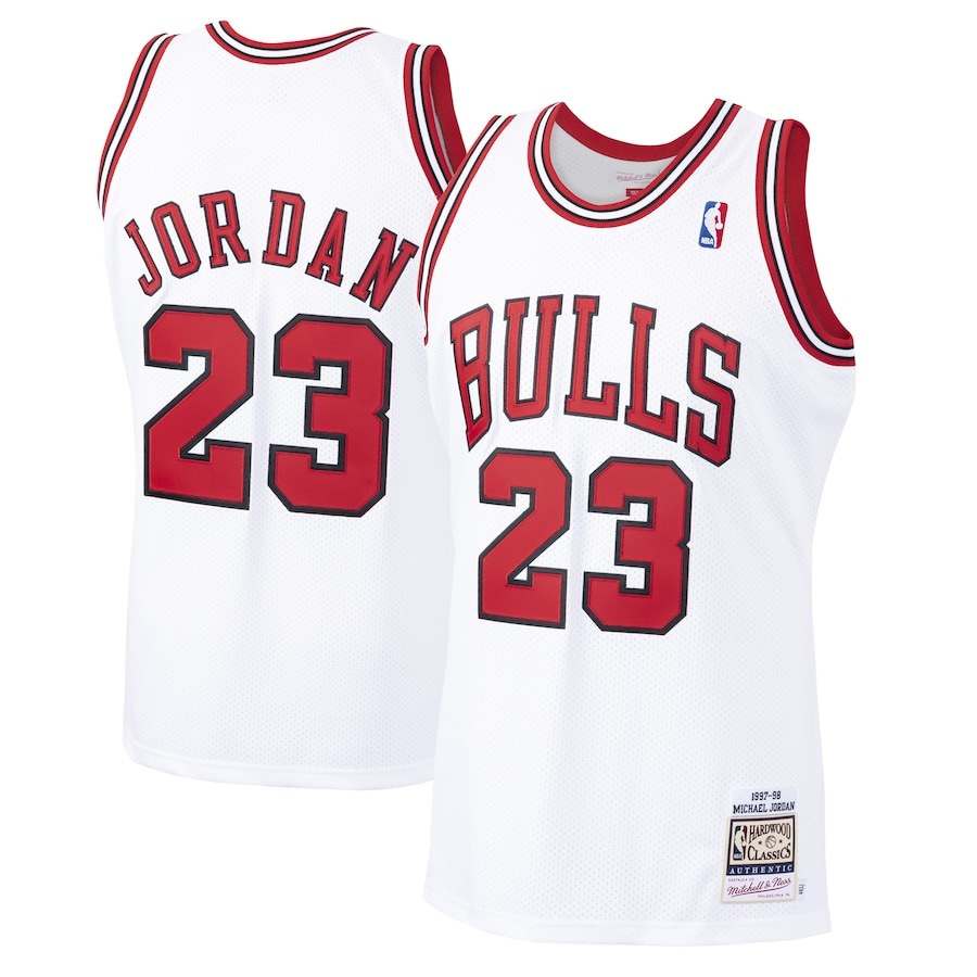 Men's Chicago Bulls Michael Jordan Mitchell & Ness White 1997/98 Hardwood Classics Authentic Jersey - ujerseystore