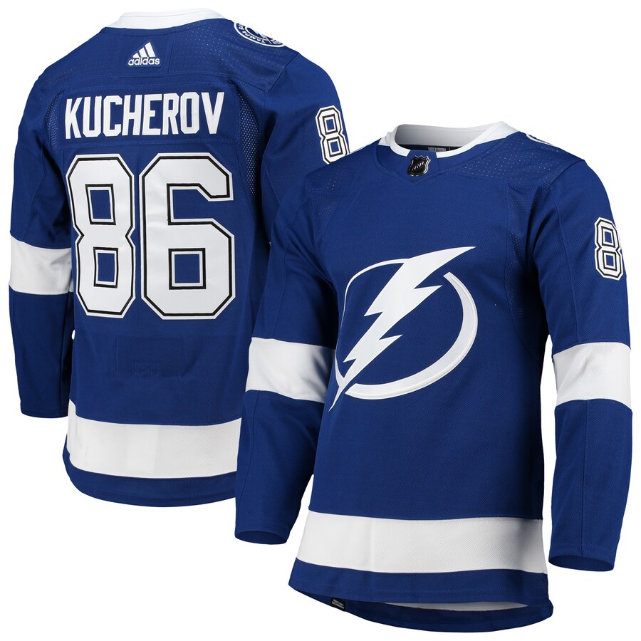 Men's Tampa Bay Lightning Nikita Kucherov adidas Blue Home Primegreen Authentic Pro Player Jersey - ujerseystore