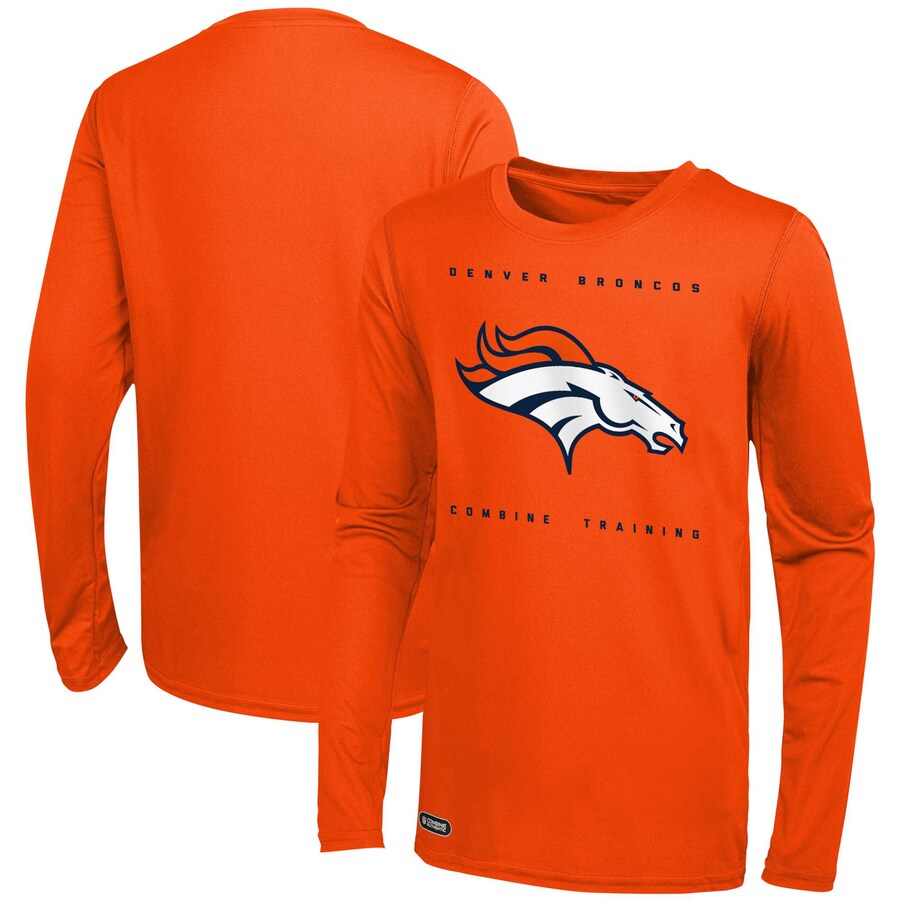 Men's Denver Broncos Orange Side Drill Long Sleeve T-Shirt - ujerseystore