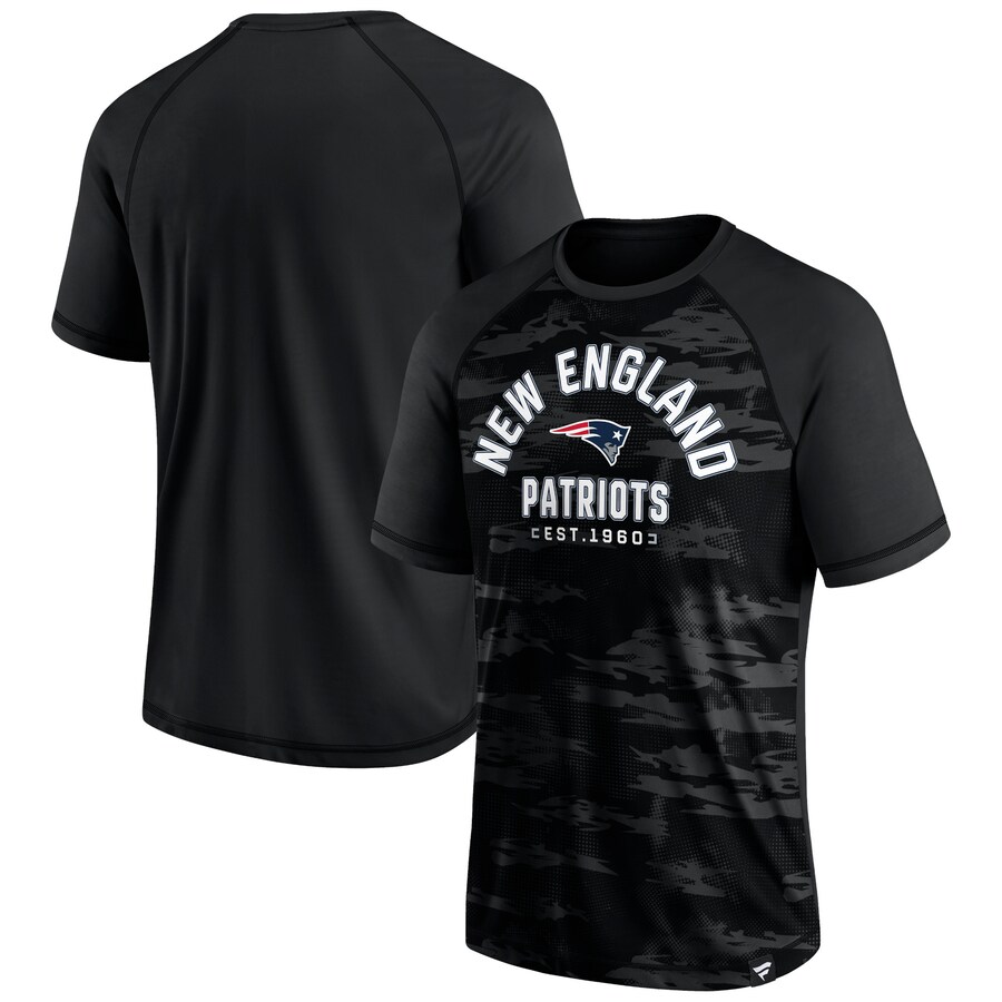 Men's New England Patriots Fanatics Blackout Hail Mary Raglan T-Shirt - ujerseystore