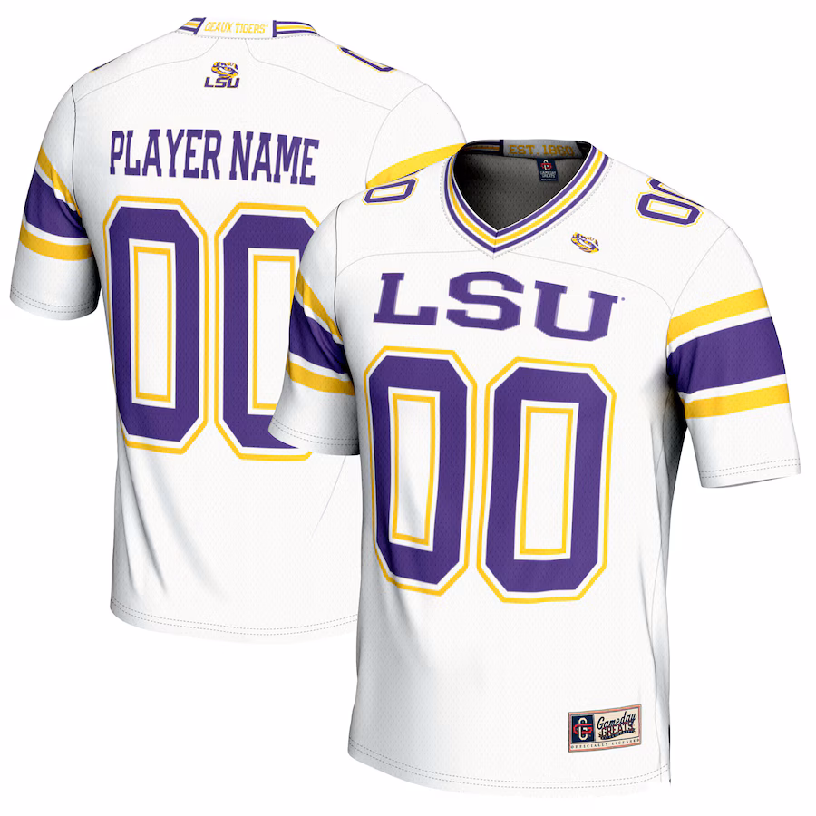 LSU Tigers GameDay Greats Youth NIL Pick-A-Player Football Jersey - White - ujerseystore