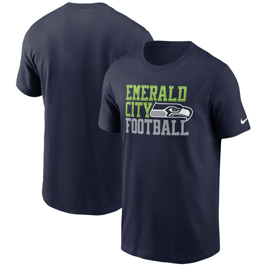 Men's Seattle Seahawks Nike College Navy Hometown Collection Emerald City T-Shirt - ujerseystore