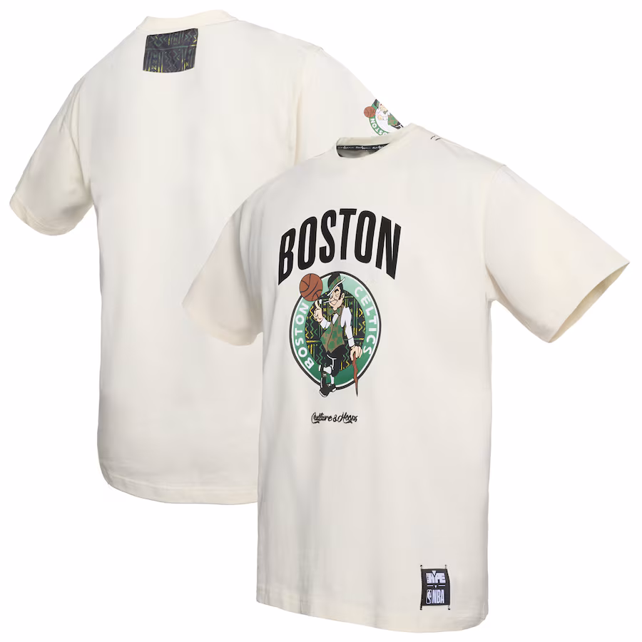Men's Boston Celtics  NBA x Two Hype Cream Culture & Hoops Collection Premium T-Shirt - ujerseystore