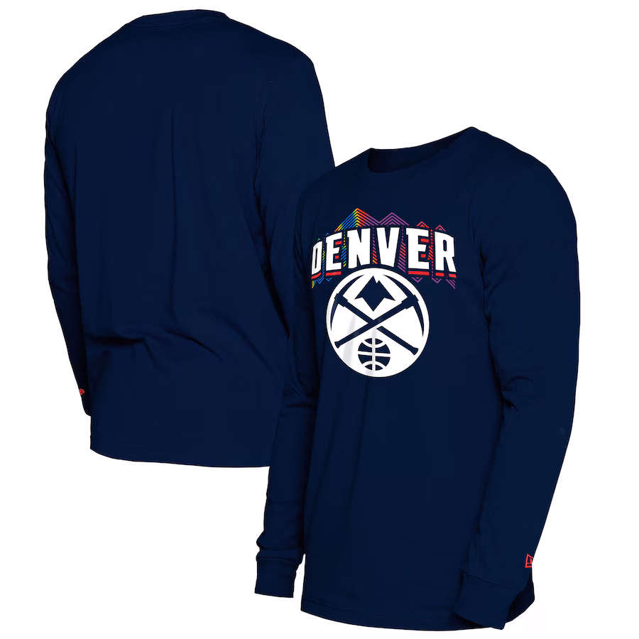 Men's Denver Nuggets  New Era Navy 2024/25 City Edition Long Sleeve T-Shirt - ujerseystore