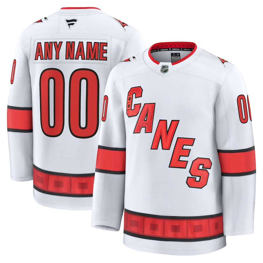 Men's Carolina Hurricanes Fanatics White Away Premium Custom Jersey - ujerseystore