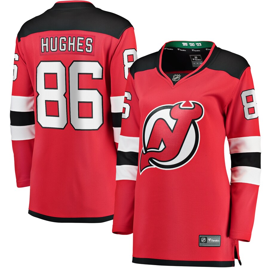 Women's New Jersey Devils Jack Hughes Fanatics Branded Red Home Breakaway Jersey - ujerseystore