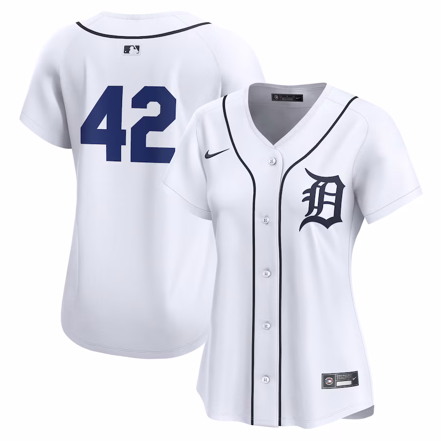 Women's Detroit Tigers  Nike White 2024 Jackie Robinson Day Home Limited Jersey - ujerseystore