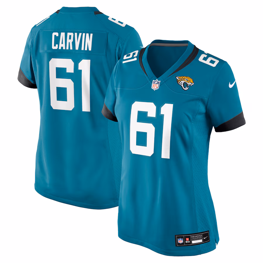 Women's Jacksonville Jaguars Jerome Carvin Nike Teal Game Jersey - ujerseystore