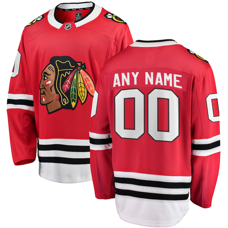 Men's Chicago Blackhawks Fanatics Red Home Breakaway Custom Jersey - ujerseystore
