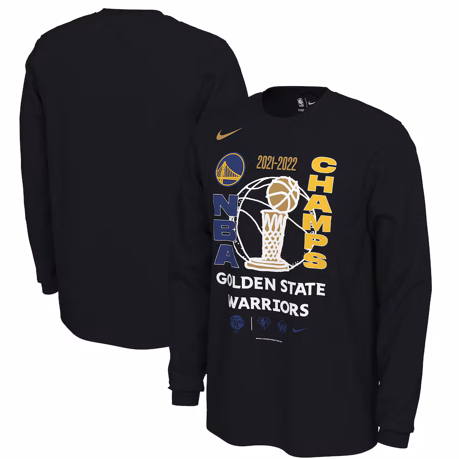 Men's Golden State Warriors Nike Black 2022 NBA Finals Champions Locker Room Long Sleeve T-Shirt - ujerseystore