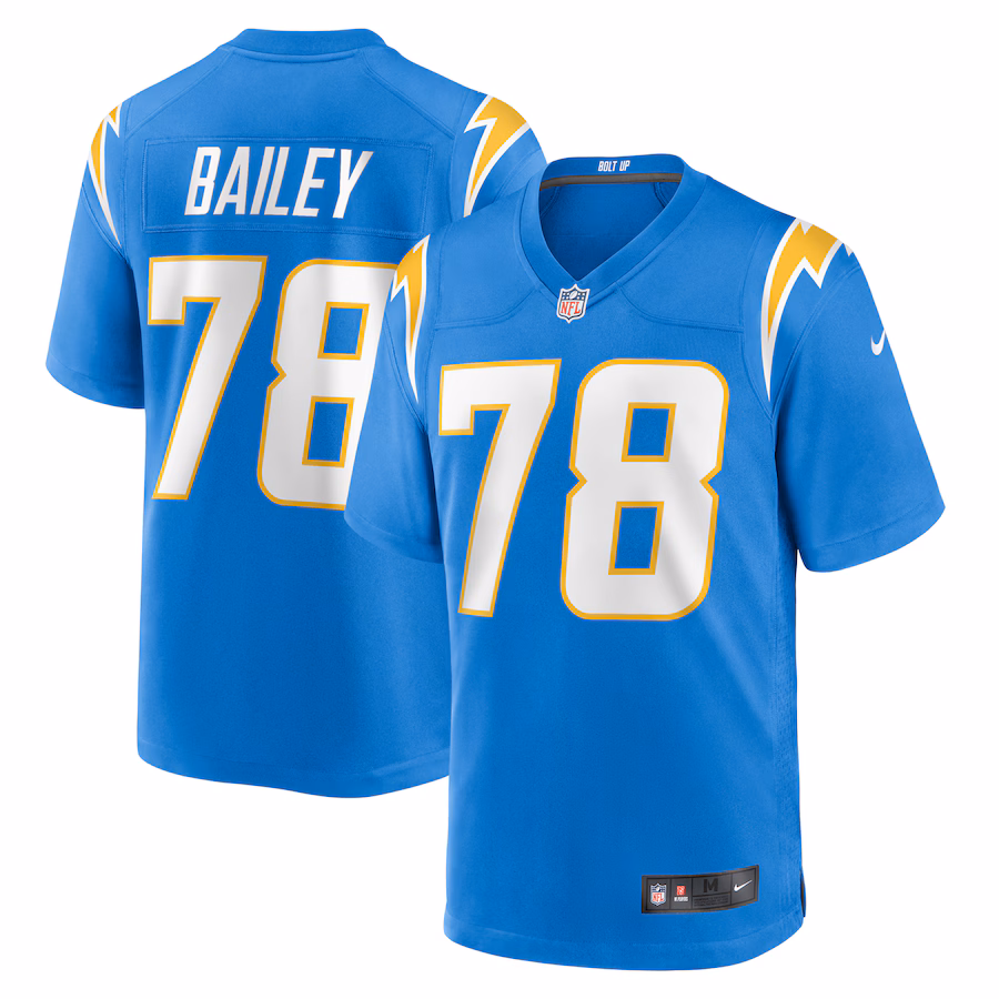 Men's Los Angeles Chargers Zack Bailey Nike Powder Blue Player Game Jersey - ujerseystore