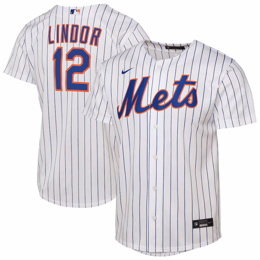 Youth New York Mets Francisco Lindor Nike White Home Replica Player Jersey - ujerseystore