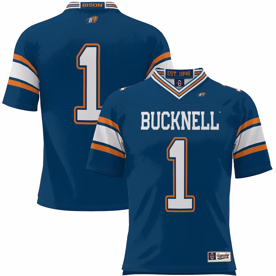 #1 Bucknell Bison GameDay Greats Endzone Football Jersey - Blue - ujerseystore