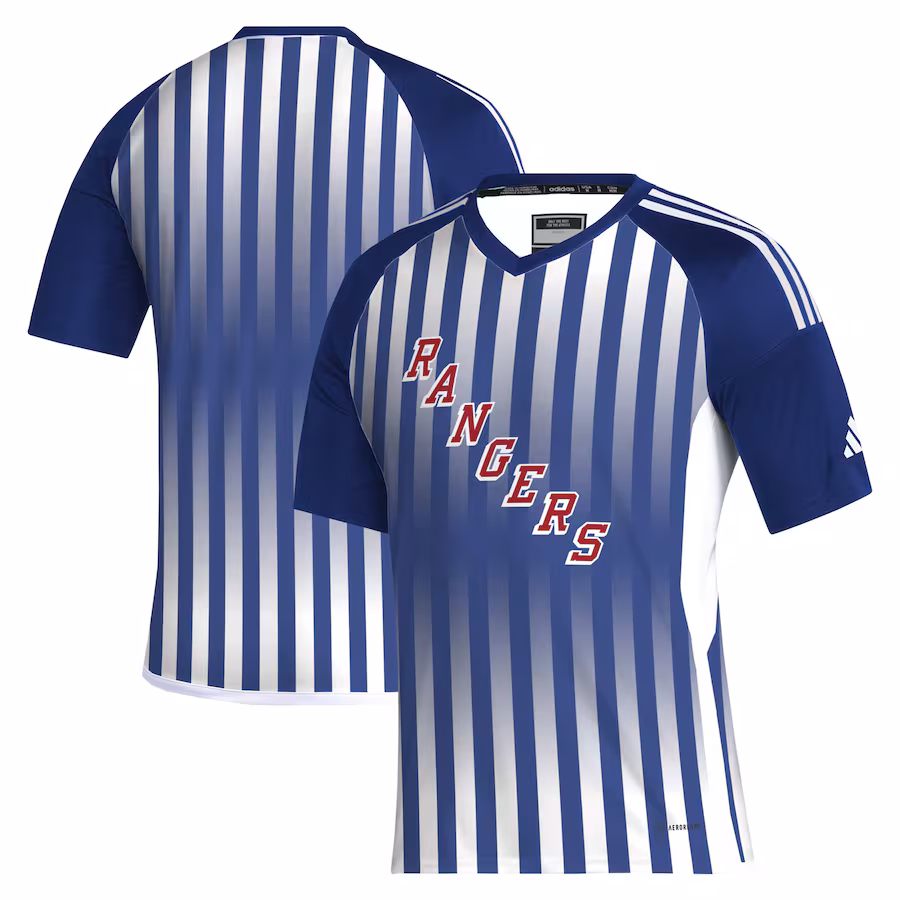 Men's New York Rangers adidas Blue AEROREADY Raglan Soccer Top - ujerseystore
