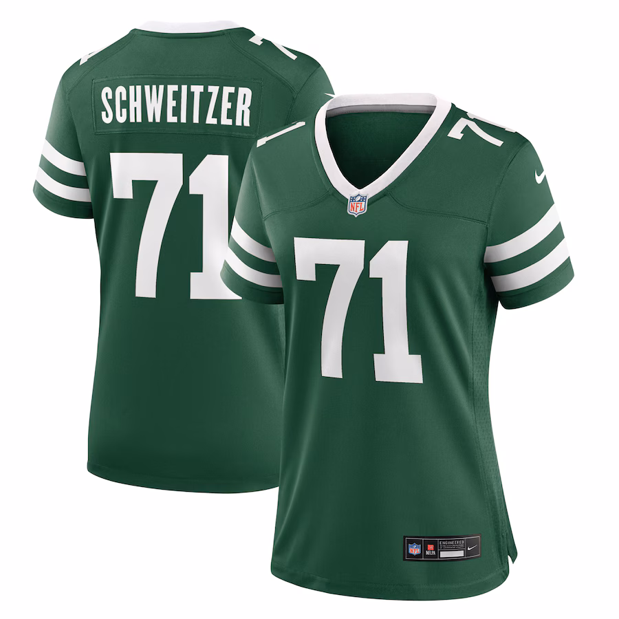 Women's New York Jets Wes Schweitzer Nike Legacy Green Team Game Jersey - ujerseystore