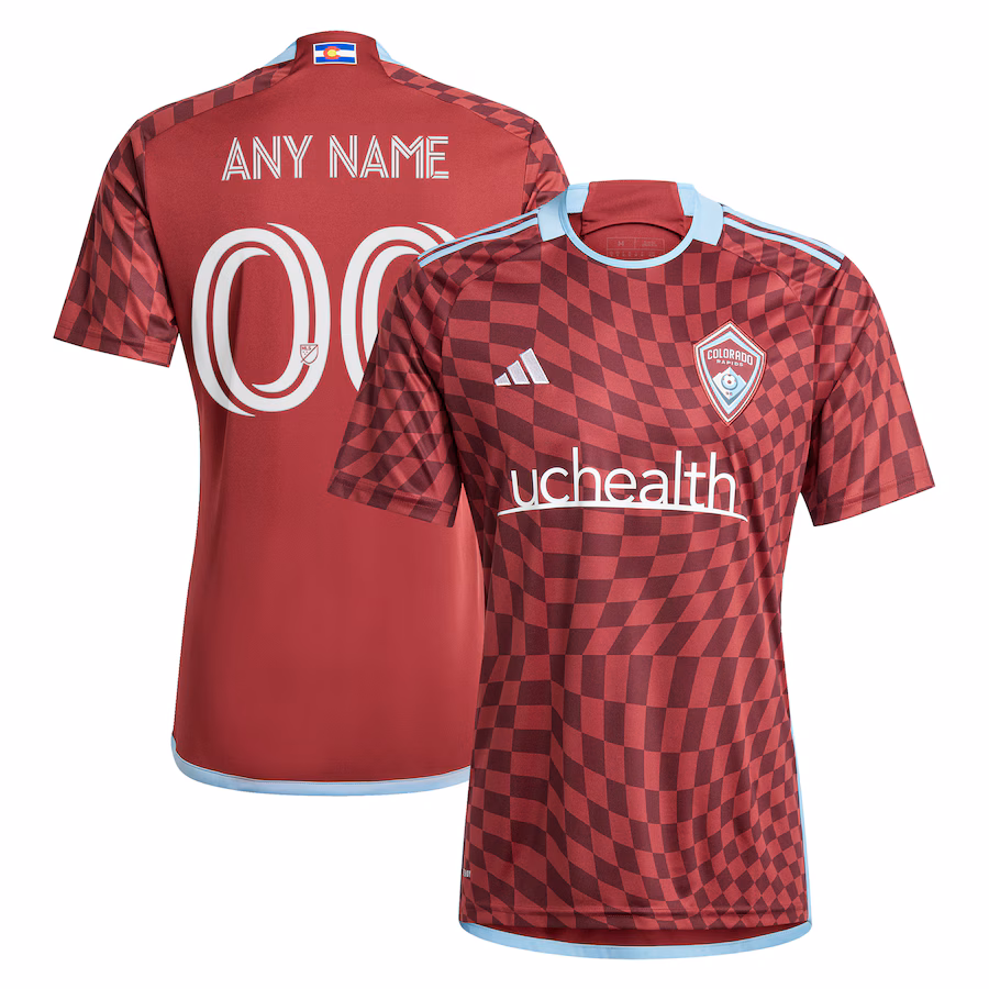 Men's Colorado Rapids  adidas Burgundy 2024 One Flag Kit Replica Custom Jersey - ujerseystore