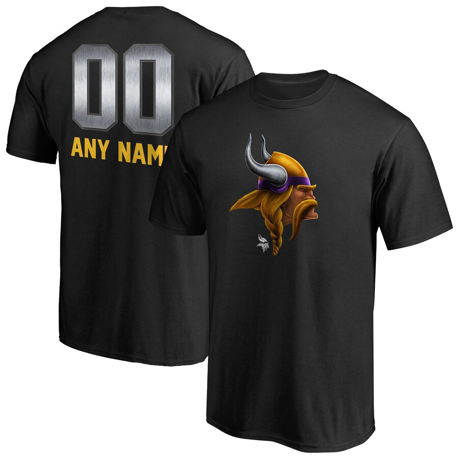 Men's Minnesota Vikings Black Personalized Midnight Mascot T-Shirt - ujerseystore