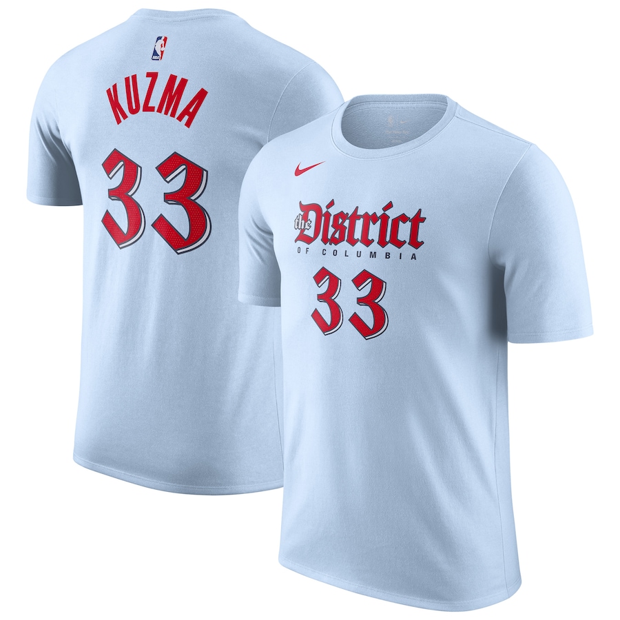 Men's Washington Wizards Kyle Kuzma Nike Powder Blue 2024/25 City Edition Name & Number T-Shirt - ujerseystore