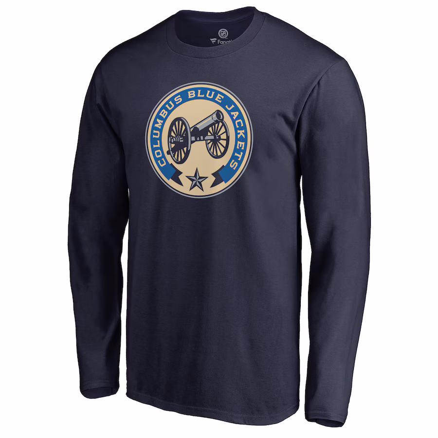 Men's Columbus Blue Jackets Navy Team Alternate Long Sleeve T-Shirt - ujerseystore