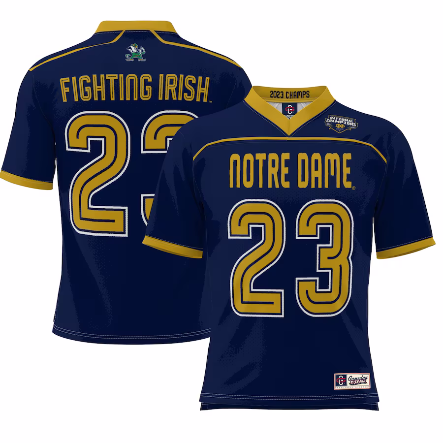 Notre Dame Fighting Irish GameDay Greats 2023 NCAA Men's Lacrosse National Champions Lightweight Jersey - Navy - ujerseystore