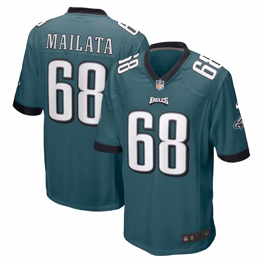 Men's Philadelphia Eagles Jordan Mailata Nike Midnight Green Game Jersey - ujerseystore