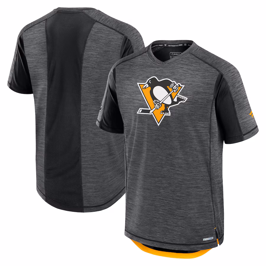 Men's Pittsburgh Penguins Fanatics Black Authentic Pro Rink Tech T-Shirt - ujerseystore