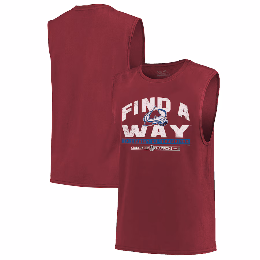 Men's Colorado Avalanche Majestic Threads Burgundy 2022 Stanley Cup Champions Softhand Muscle Tank - ujerseystore