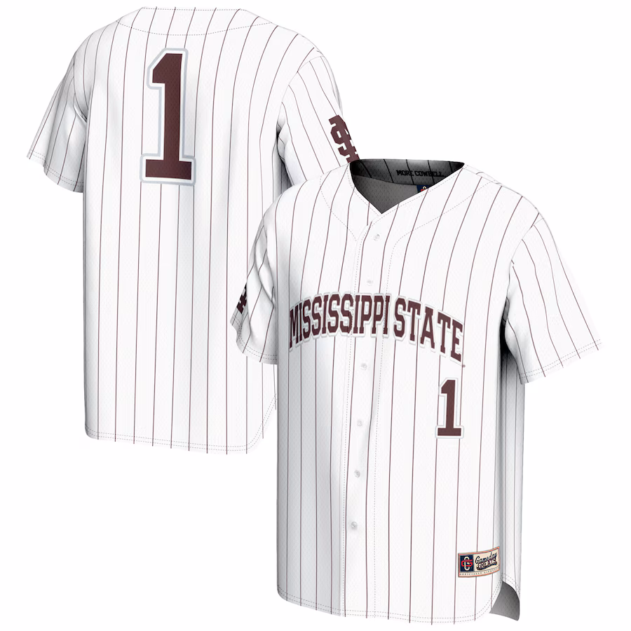 Men's GameDay Greats #1 White Mississippi State Bulldogs Lightweight Baseball Jersey - ujerseystore