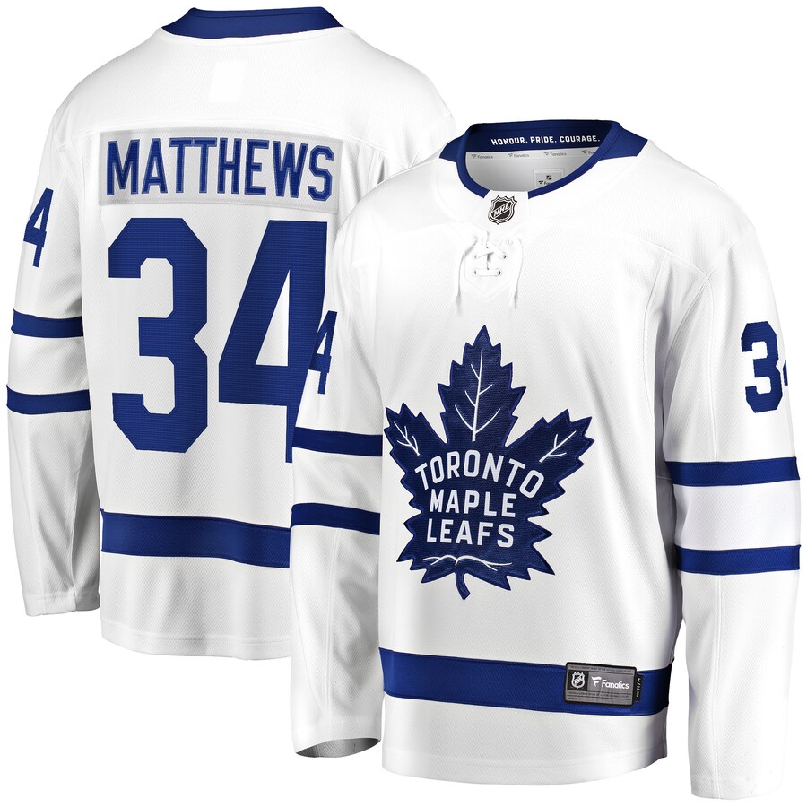 Men's Toronto Maple Leafs Auston Matthews Fanatics Branded White Away Premier Breakaway Player Jersey - ujerseystore