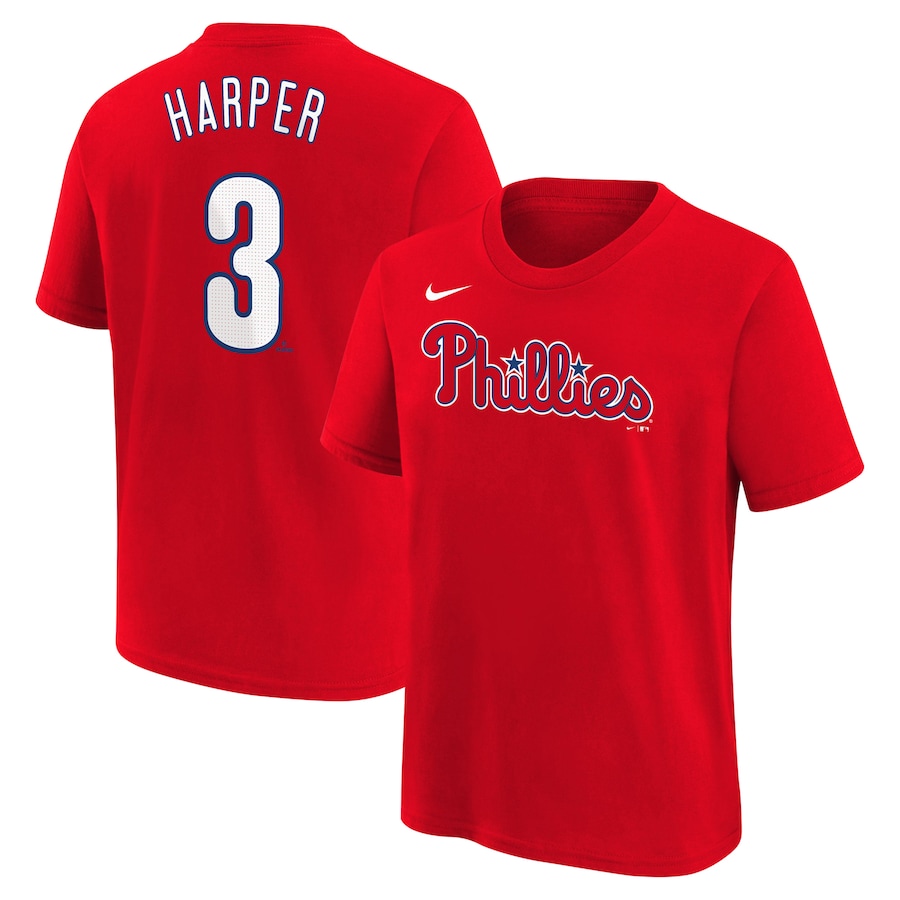 Youth Philadelphia Phillies Bryce Harper Nike Red Home Player Name & Number T-Shirt - ujerseystore
