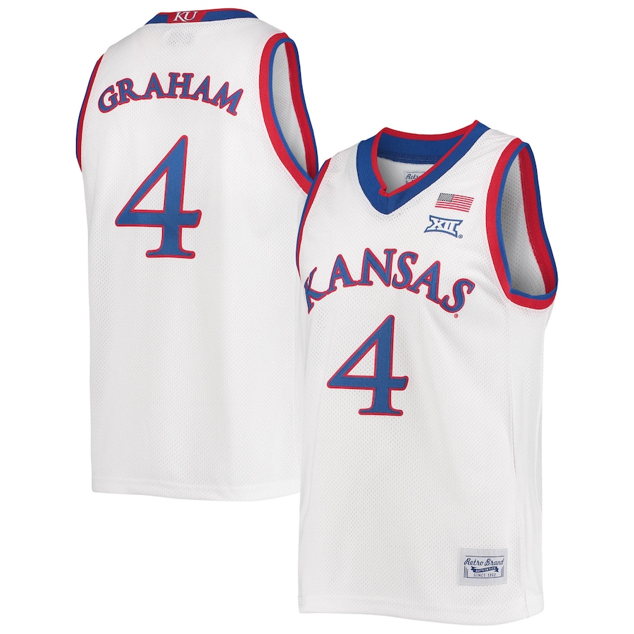 Men's Original Retro Brand Devonte' Graham White Kansas Jayhawks Commemorative Classic Basketball Jersey - ujerseystore