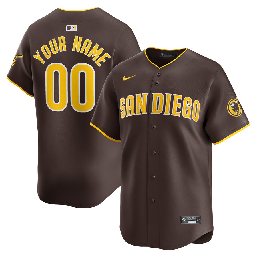 Men's San Diego Padres  Nike Brown Away Limited Custom Jersey - ujerseystore