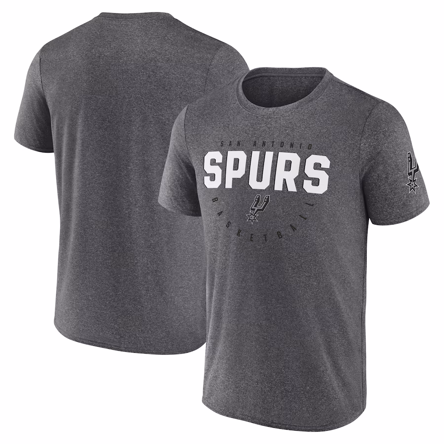 Men's San Antonio Spurs Heather Charcoal Block Practice Performance T-Shirt - ujerseystore