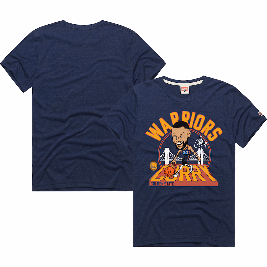Unisex Golden State Warriors Stephen Curry Homage Navy 2024/25 City Edition Caricature Tri-Blend T-Shirt - ujerseystore