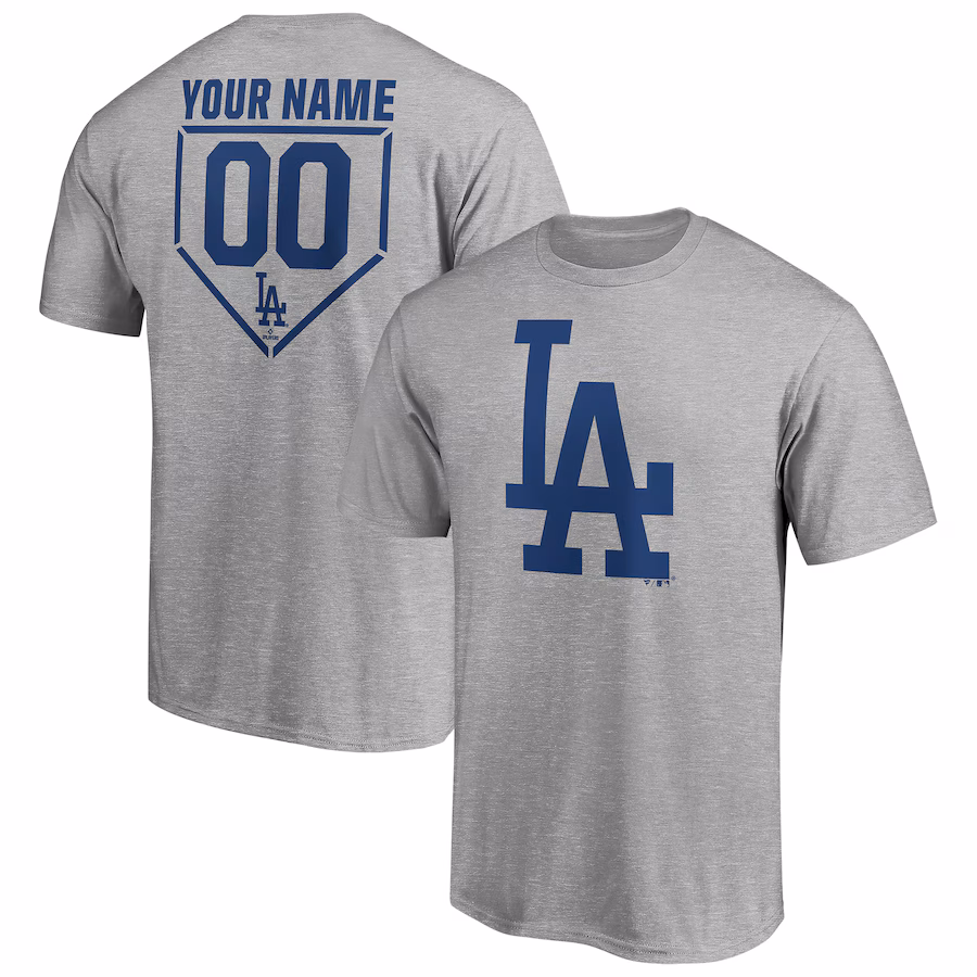 Men's Los Angeles Dodgers Heathered Gray Personalized RBI Logo T-Shirt - ujerseystore